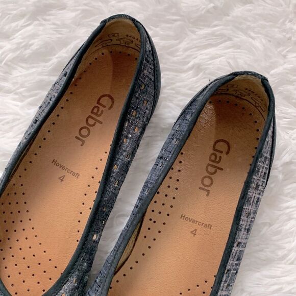 Gabor Hovercraft Metallic Navy Blue Perforated Leather Ballet Flats UK 4 US 6.5 - Picture 2 of 9